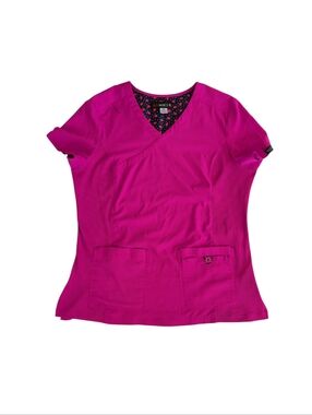 Koi Basics Four Pocket "Katie" Scrub Nurse Top MEDIUM Azalea Pink Style 374